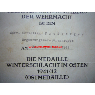 Luftwaffe Award document group - Ergänzugszerstörergruppe