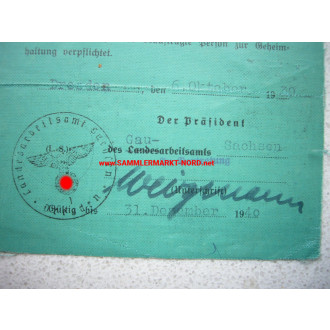 Gau Arbeitsamt Dresden - Dienstausweis