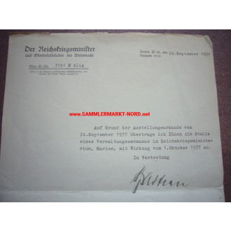 President of the Reich War Tribunal - MAX BASTIAN - Autograph