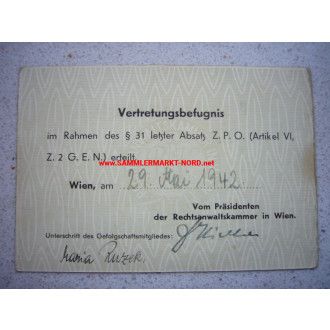Rechtsanwaltskammer Wien - Beglaubigungsurkunde - Autograph von 