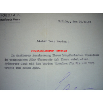 General der Gebirgstruppe HUBERT LANZ - Autograph (Widerstand & 