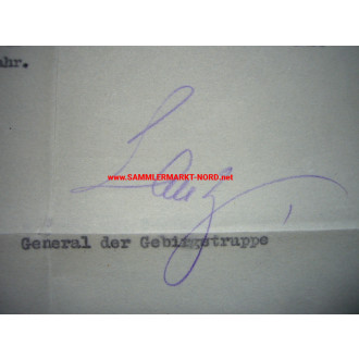 General der Gebirgstruppe HUBERT LANZ - Autograph (Widerstand & 