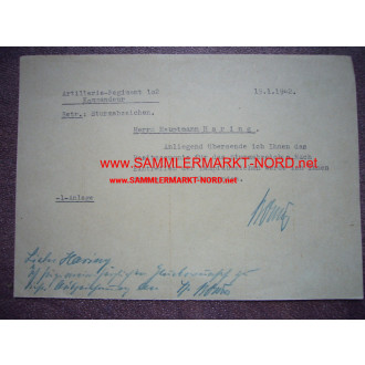 Artillery Regiment 102 - Autograph of the Commander Colonel WALT