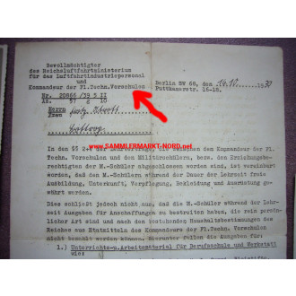 Luftwaffe - Document group & uniform badge - Fliegertechnische Vorschule