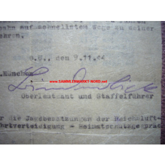 Luftwaffe - Fighter Squadron 101 - Special ID certificate of the