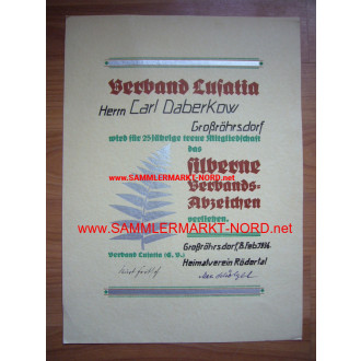 Association Lusatia - Award certificate for the Silver Associati
