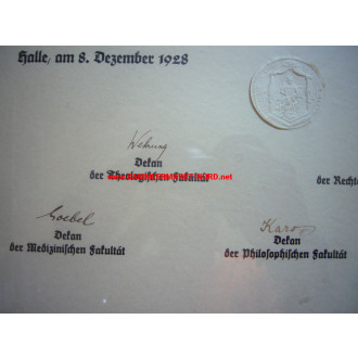 Urkunde zur Ehrenmitgliedschaft der Vereinigten Friedrichs-Unive
