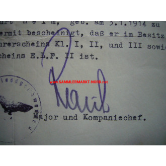 Luftwaffe Kurt Helm - Autograph of Major PAUL-HUBERT RAUH - II. 
