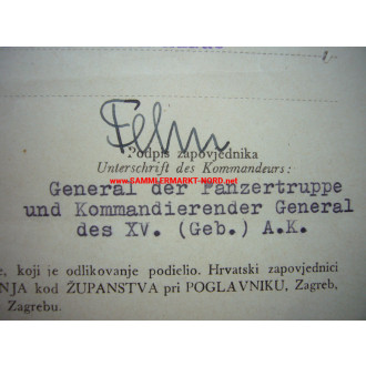 General der Panzertruppe GUSTAV FEHN (Ritterkreuz) - Autograph