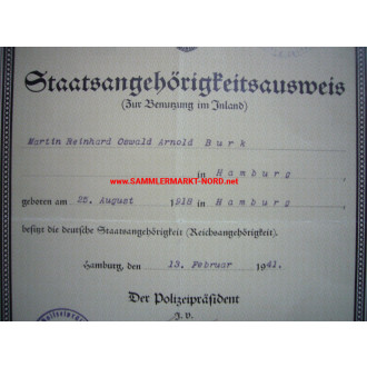 Deutsches Reich - Staatsangehörigkeitsausweis - Hamburg