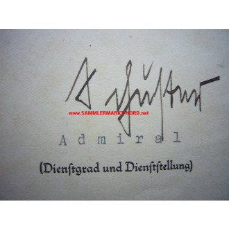 Urkunde zum Kriegsverdienstkreuz - Autograph Admiral KARLGEORG S