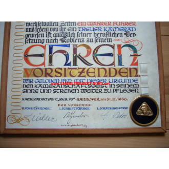 Great Certificate - Honorary Chairman - Comradeship of the Reser