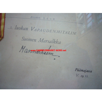 Finnland 1941 - Tapferkeitsmedaille & Urkunde für deutschen Sold