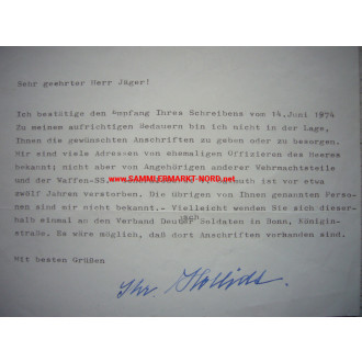 Generaloberst KARL-ADOLF HOLLIDT - Autograph