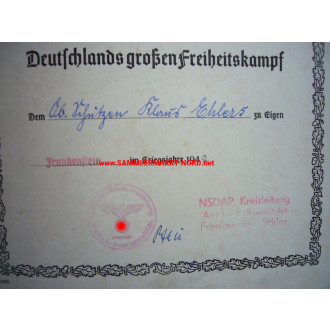 Honorary Chronicle NSDAP Frankenstein (Silesia)