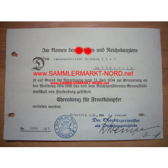 Oberbürgermeister von Schwerin - ERNST WEMPE (NSDAP) - Autograph