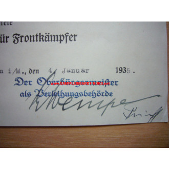 Mayor of Schwerin - ERNST WEMPE (NSDAP) - Autograph