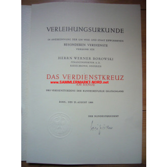BRD - Bundesverdienstkreuz am Bande & Urkunde