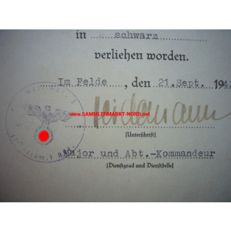 VWA Urkunde - AR 3 - Major KURT HEIDEMANN Autograph