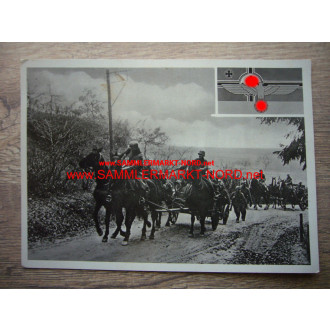 Wehrmacht with horse carriage - Postcard
