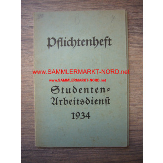 Studenten-Arbeitsdienst 1934 - Pflichtenheft (Ausweis)