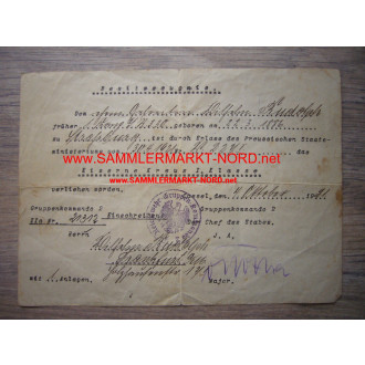 EK 1 document - Major OTTO ADOLF IVO VON TROTHA - Autograph