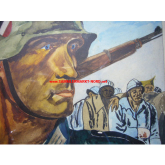 Wehrmacht Soldat mit Stahlhelm - Aquarellbild