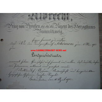 ALBRECHT PRINCE OF PRUSSIA - Autograph - Certificate of Promotio