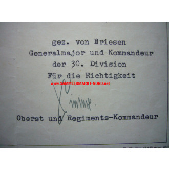 Oberst ERNST SIELER (Eichenlaub) - Autograph - IR 46