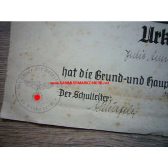 Urkunde zur Schulentlassung - Ortenberg 1942