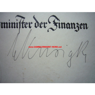 Reichsfinanzminister SCHWERIN VON KROSIGK - Autograph
