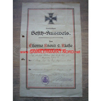 Urkunde Eisernes Kreuz - Flandern 1917