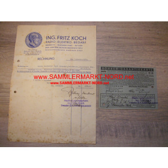 Volksempfänger Radio - invoice & warranty card 1939
