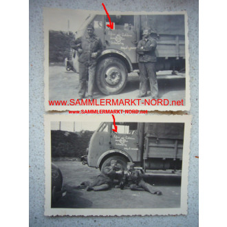 2 x Photo Kriegsmarine Calais - Booty Truck Renault