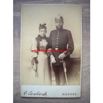 Cabinet photo - Hessian officer with saber & Spiked Helmet