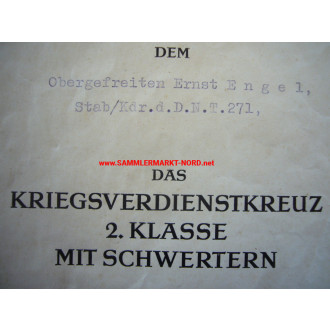 KVK Urkunde - Generalleutnant PAUL DANHAUSER - Autograph