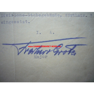 Major FREIHERR GROTE - Autograph (Kommandantur Braunschweig)