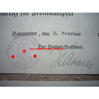 Polizeipräsident Hannover JOHANN HABBEN - Autograph