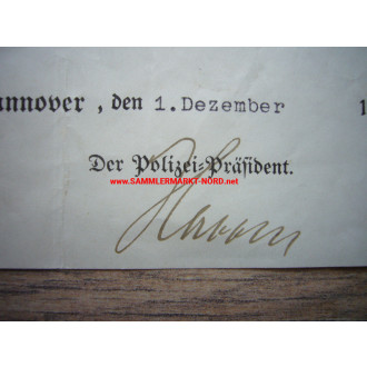 Polizeipräsident Hannover JOHANN HABBEN - Autograph