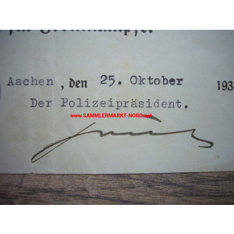 Police President of Aachen - WALTHER LINGENS - Autograph