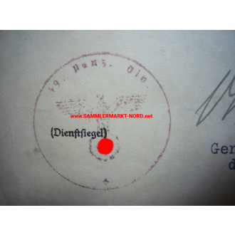 EK document 19.P.D. - Generalleutnant OTTO VON KNOBELSDORFF - Au