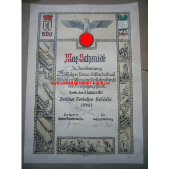 BVG Berliner Verkehr Betriebe - plaque & certificate