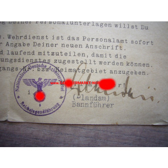 HJ Reichsjugendführung Berlin 1944 - Dokument
