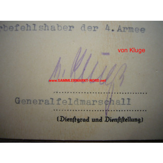 Generalfeldmarschall GÜNTHER VON KLUGE (Widerstand) - Autograph