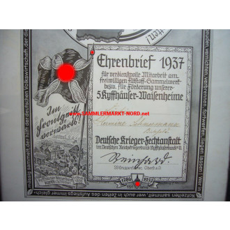 Kyffhäuser Bund - Letter of Honor 1937