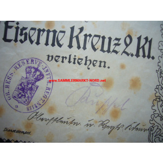 Eisernes Kreuz Urkunde - R.I.R. 118