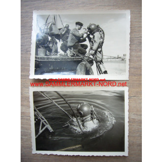 2 x photo helmet divers of the Navy in action