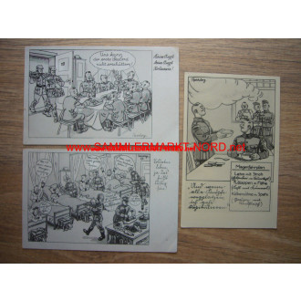 3 x Postkarte Wehrmacht Kitsch (Künstler Barlog)