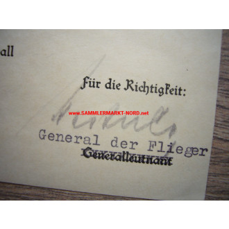 KVK Urkunde - General GUSTAV KASTNER-KIRDORF - Autograph
