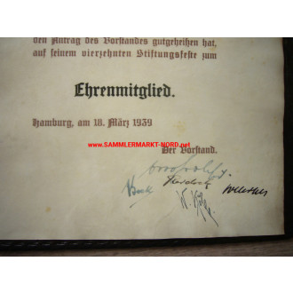 SS-Standartenführer ALWIN REEMTSMA - Ehrenmitglied Urkunde